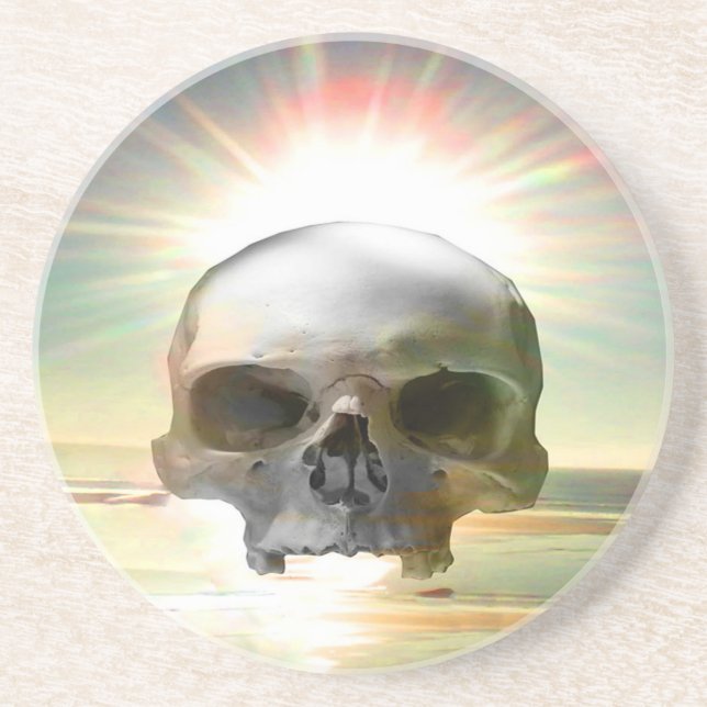 Porta-copos De Arenito Skull Sunset (Frente)