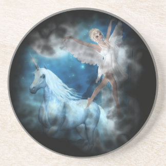 Porta-copos De Arenito Sky Faerie Asparas e Unicorn Vignette