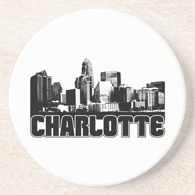 Porta-copos De Arenito Skyline de Charlotte (Frente)