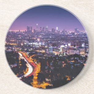 Porta-copos De Arenito Skyline de Los Angeles, Califórnia na noite