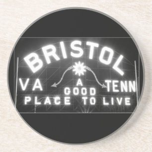 Porta-copos De Arenito Slogan Bristol Virginia Tennessee à noite