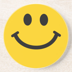Porta-copos De Arenito Smiley face amarelo