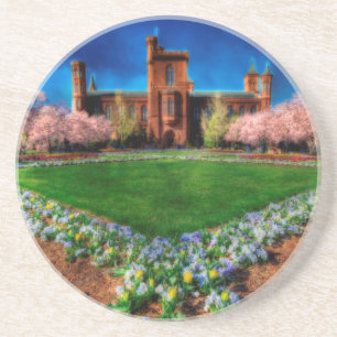 Porta-copos De Arenito Smithsonian Castle Cherry Blossoms