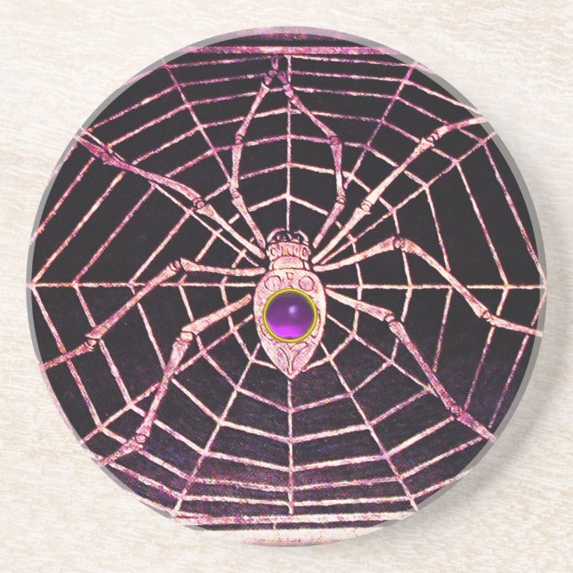 Porta-copos De Arenito SPIDER E WEB Roxo Ametist Preto (Frente)