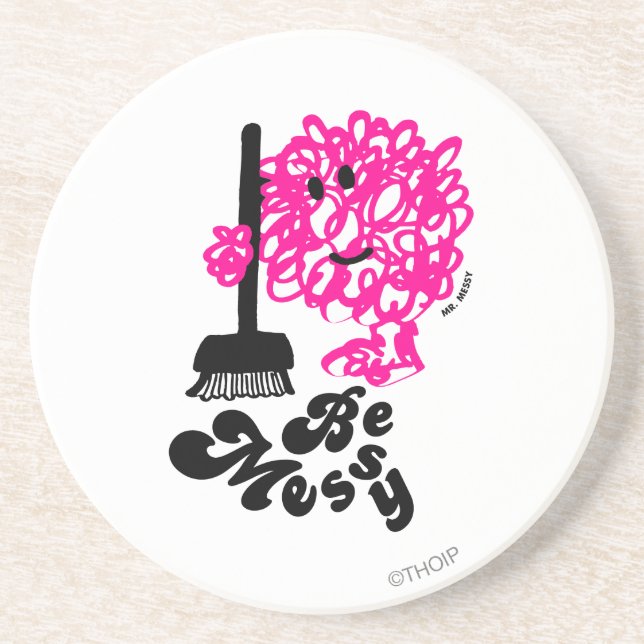 Porta-copos De Arenito Sr. Messy Limpando (Frente)