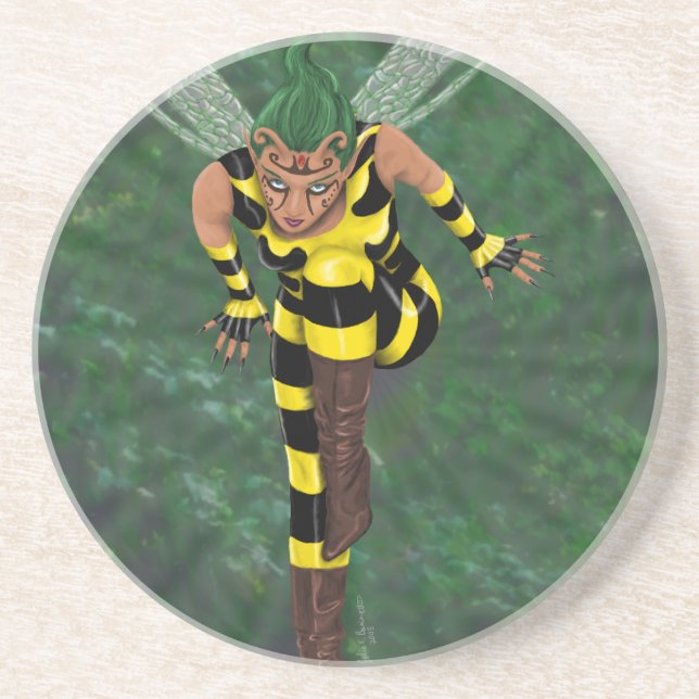 Porta-copos De Arenito Stinger Round (Frente)