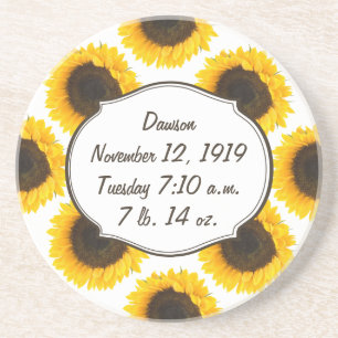 Porta-copos De Arenito Sunflower Floral Baby Stat