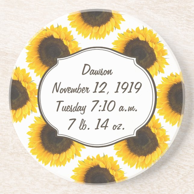 Porta-copos De Arenito Sunflower Floral Baby Stat (Frente)