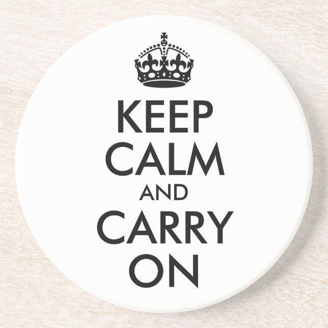 Porta-copos De Arenito Suporte de Copo Keep Calm and Carry On (Frente)