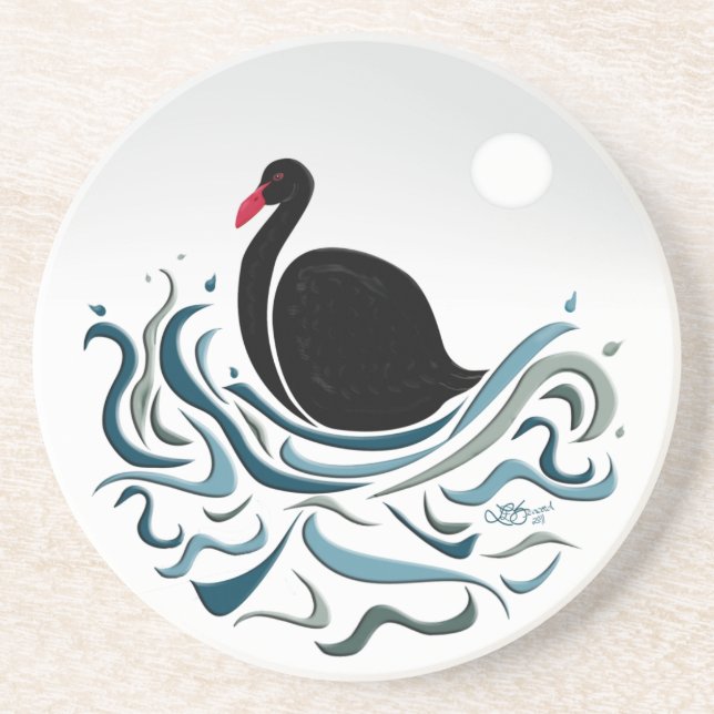Porta-copos De Arenito Swan Negro (Frente)