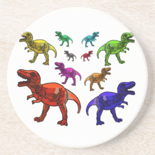 Porta-copos De Arenito T-Rex colorido
