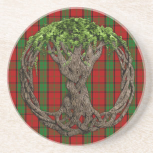 Porta-copos De Arenito Tartan de Maxwell do clã e árvore do céltico de