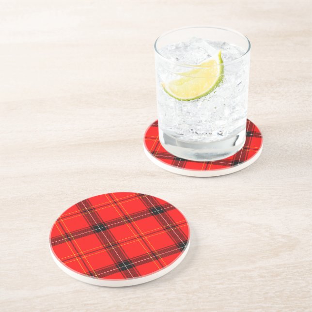 Porta-copos De Arenito Tartan Vermelho Escocês (Lateral)