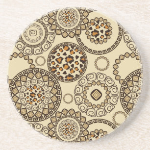 Porta-copos De Arenito Teste padrão africano 3 da pele da chita