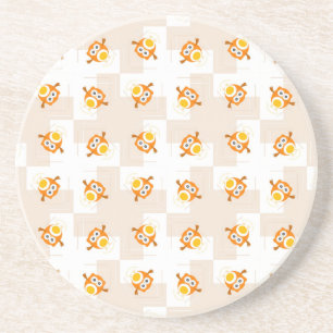 Porta-copos De Arenito Teste padrão alaranjado da ilustração da coruja