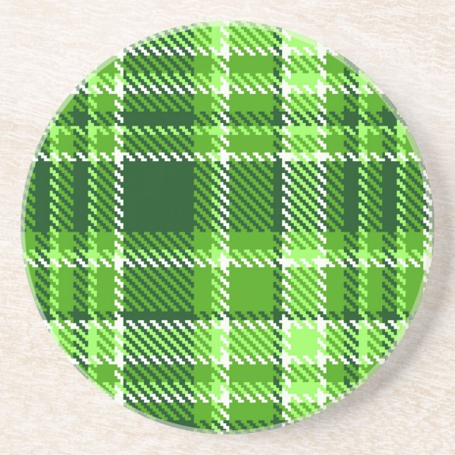 Porta-copos De Arenito Teste padrão Checkered da cor verde (Frente)