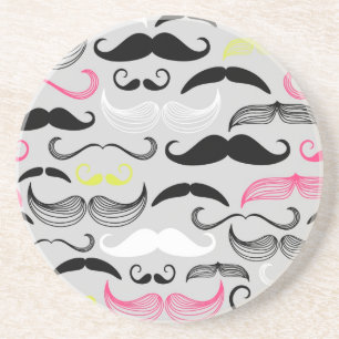Porta-copos De Arenito Teste padrão do bigode, estilo retro