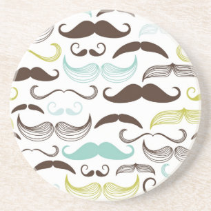 Porta-copos De Arenito Teste padrão do bigode, estilo retro 2