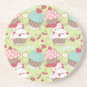 Porta-copos De Arenito Teste padrão do cupcake