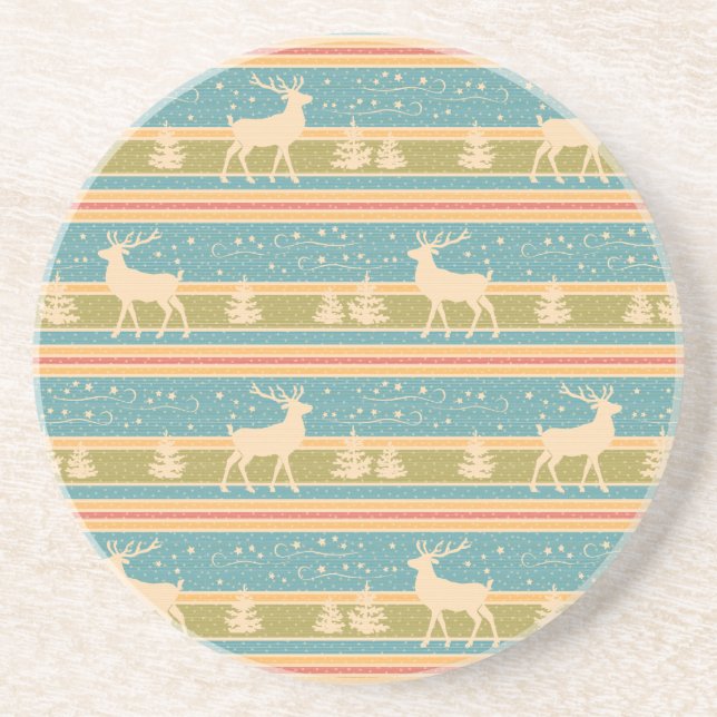 Porta-copos De Arenito Teste padrão étnico nórdico do ano novo (Frente)