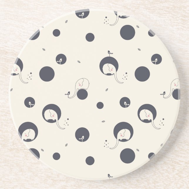 Porta-copos De Arenito Teste padrão tímido do elefante (Frente)