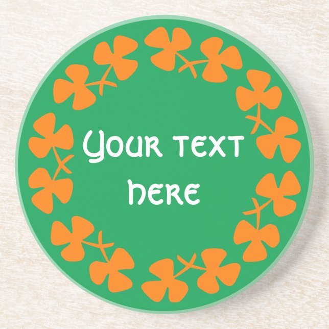 Porta-copos De Arenito Texto de adição de borda das molas laranja (Frente)