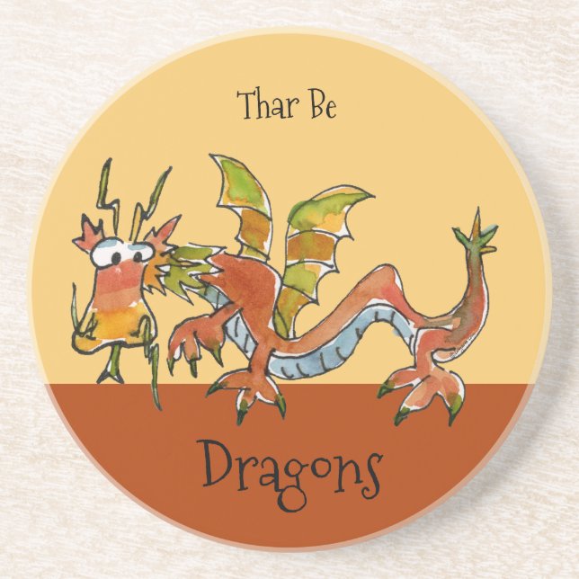 Porta-copos De Arenito Thar Be Dragon (Frente)