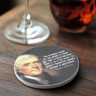 Porta-copos De Arenito Thomas Jefferson Citação sobre o Direito de Urso