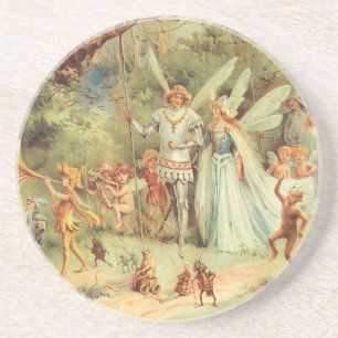Porta-copos De Arenito Thumbelina e Prince Wedding, Vintage Fairy Tales