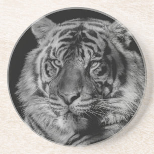 Porta-copos De Arenito Tigre preto e branco