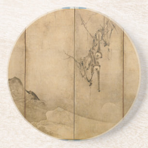 Porta-copos De Arenito Tinta japonesa em papel Gibbons Primados e Paisage