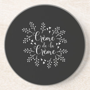 Porta-copos De Arenito Tipografia elegante de Creme de La Creme Francês