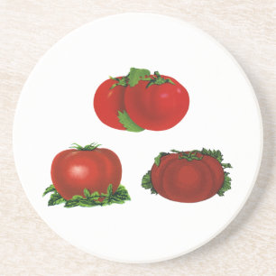 Porta-copos De Arenito Tomates Vermelhos Maduros Vintage Comida, Frutas,