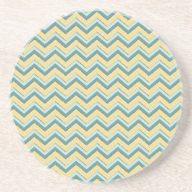 Porta-copos De Arenito Topaz Glitter Chevron Pattern (Frente)