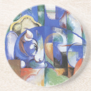 Porta-copos De Arenito Touro mentiroso de Franz Marc, Vintage Cubism Art
