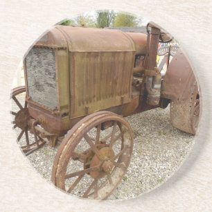 Porta-copos De Arenito Trator oxidado do vintage