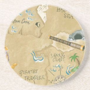 Porta-copos De Arenito Treasure Map Coaster