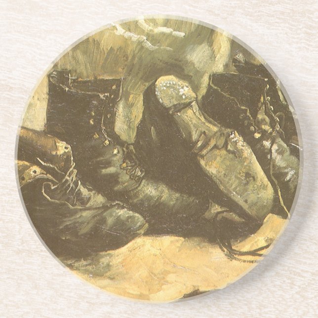 Porta-copos De Arenito Três pares de Calçados por Vincent van Gogh (Frente)