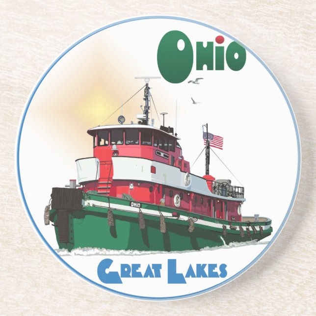 Porta-copos De Arenito Tugboat Ohio (Frente)