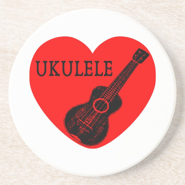 Porta-copos De Arenito Ukulele Love (Frente)