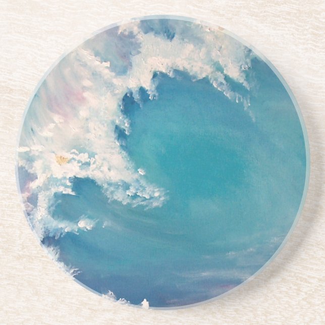 Porta-copos De Arenito Uma pintura de uma onda brilhada com ouro (Frente)