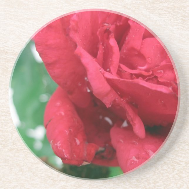 Porta-copos De Arenito Uma Rosa vermelha (Frente)