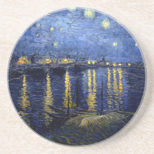 Porta-copos De Arenito Van Gogh Starry Night Over Rhone
