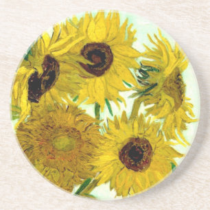Porta-copos De Arenito Vaso com doze girassóis, belas artes de Van Gogh