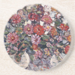 Porta-copos De Arenito Vaso de Flores, Zinnias por Maurice Prendergast