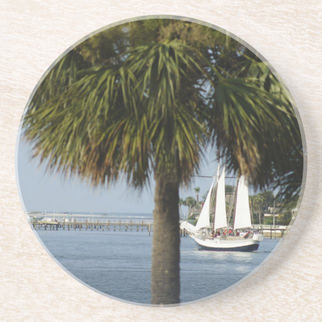 Porta-copos De Arenito Vela tropical (Frente)