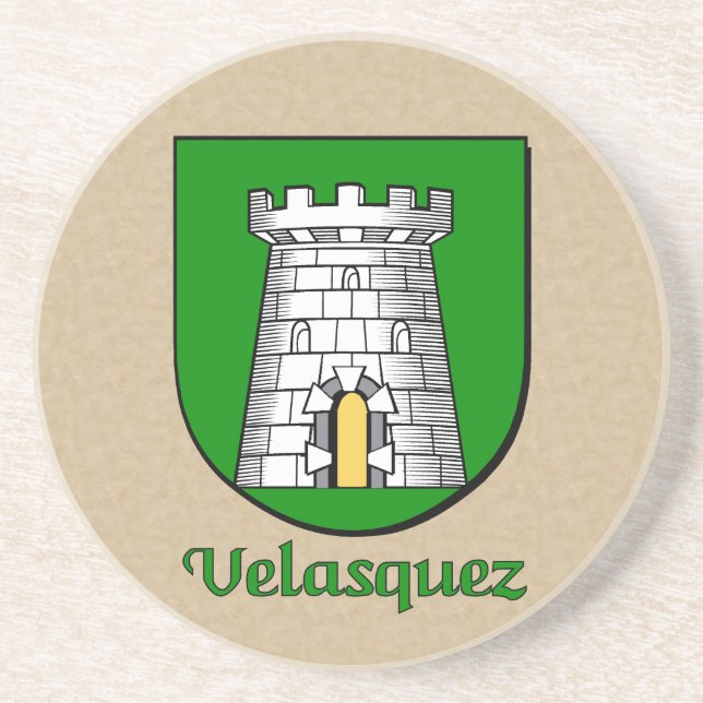 Porta-copos De Arenito Velasquez Heraldic Shield (Frente)