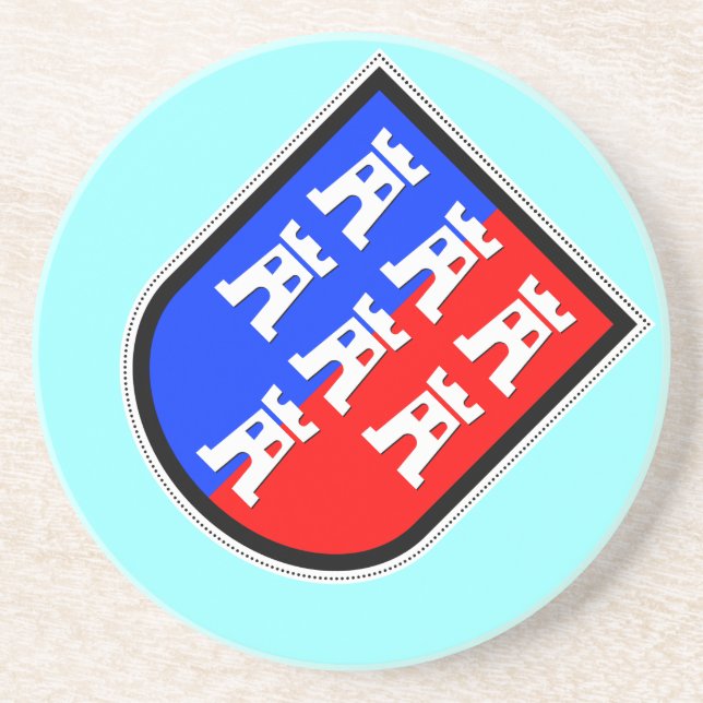 Porta-copos De Arenito Vermelho e Azul, tem que ser (Frente)