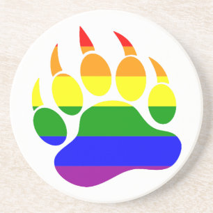 Porta-copos De Arenito Very Cool Gay Bear Claw Rainbow Flag