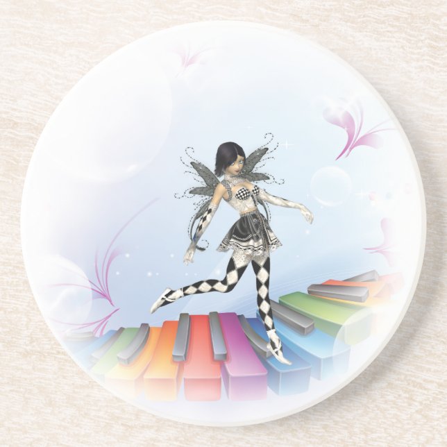 Porta-copos De Arenito Vignette Musical Keyboard Faerie (Frente)